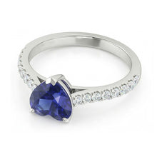 Women Natural Earth Mined Diamond Jewellery Gold Sapphire Ring Cathedral Setting 2.50 Carats