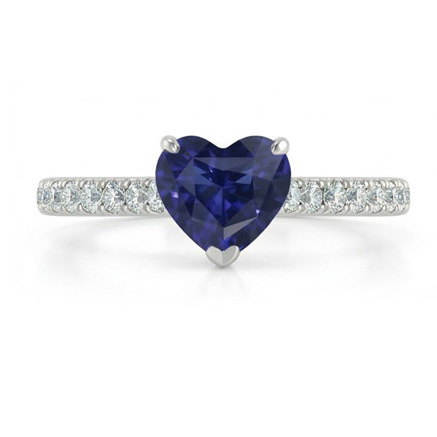 Women Natural Earth Mined Diamond Jewellery Gold Sapphire Ring Cathedral Setting 2.50 Carats