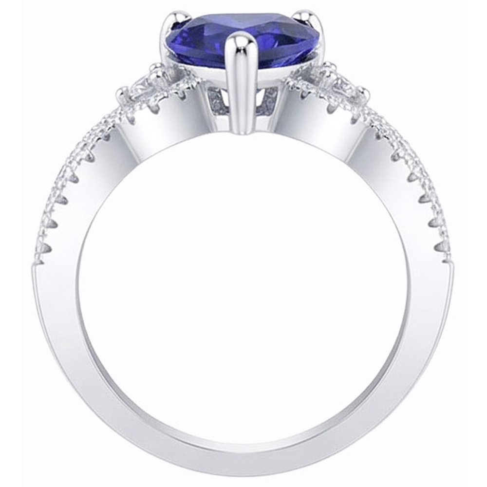 natural round sapphire 3ct ring profile view