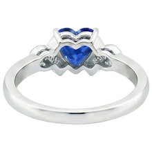 Women Natural Earth Mined Diamond Ring Heart Blue Sapphire Gold Love Jewellery 3.25 Carats