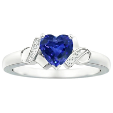 Women Natural Earth Mined Diamond Ring Heart Blue Sapphire Gold Love Jewellery 3.25 Carats