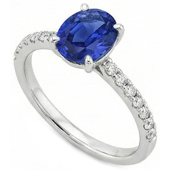 Natural Sapphire Ring 5.50ct - White Gold 14K
