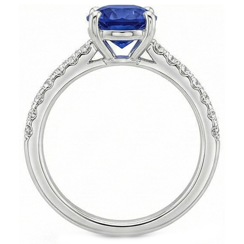 natural round sapphire 5.50ct ring on white background