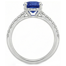 natural round sapphire 5.50ct ring on white background