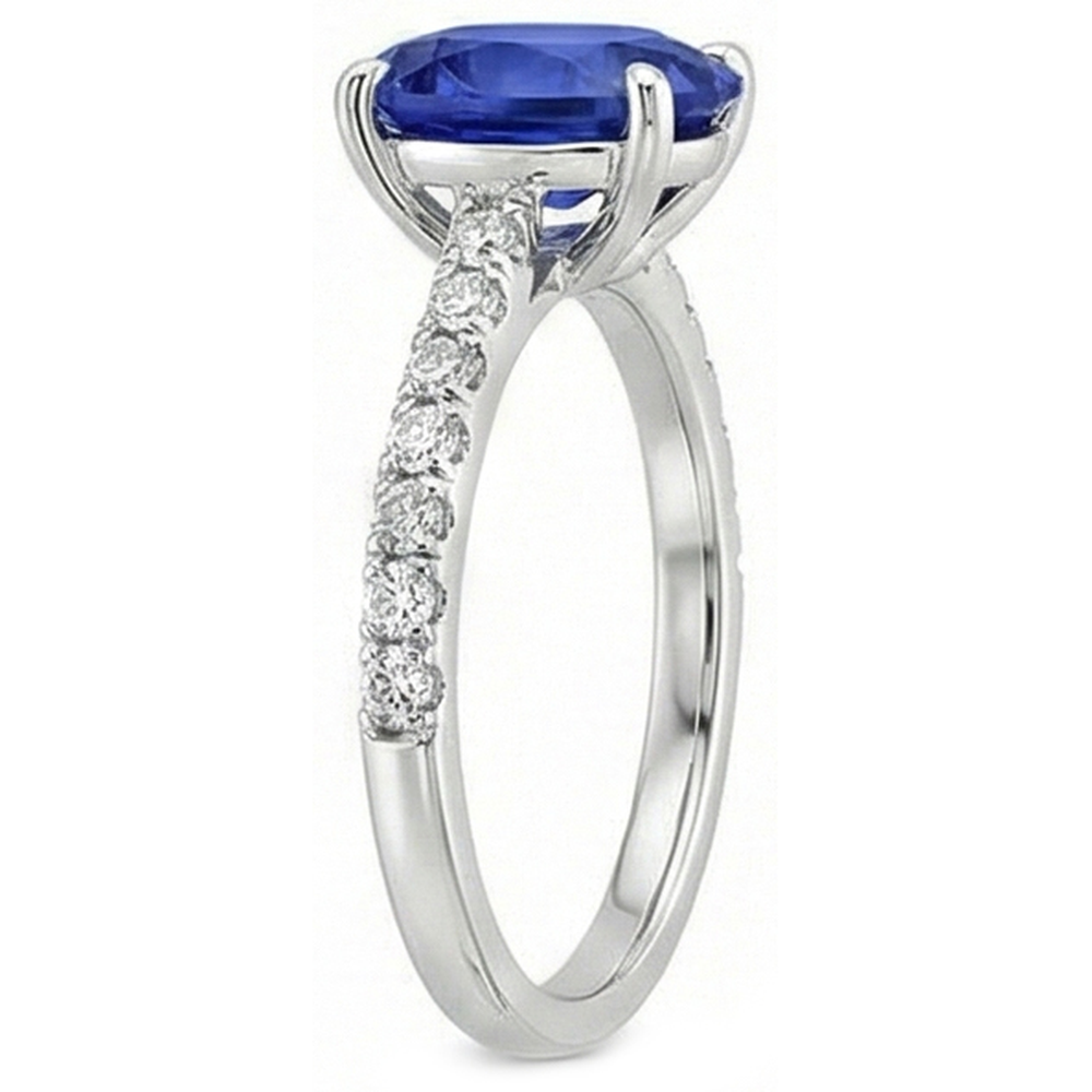 natural round sapphire 5.50ct ring profile view
