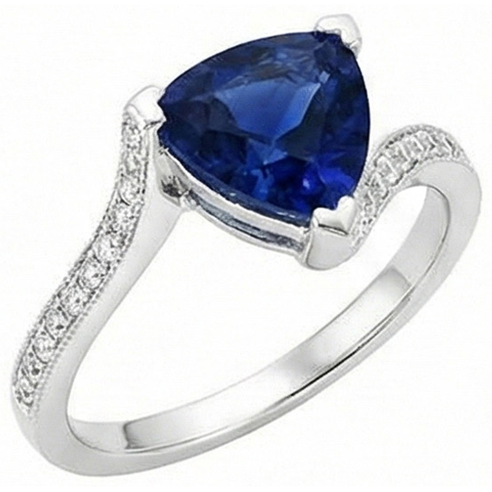 natural round sapphire 2.50ct ring top view