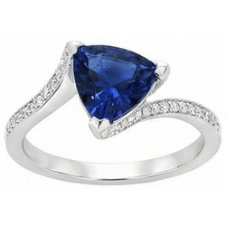 Natural Sapphire Ring 2.50ct - White Gold 14K