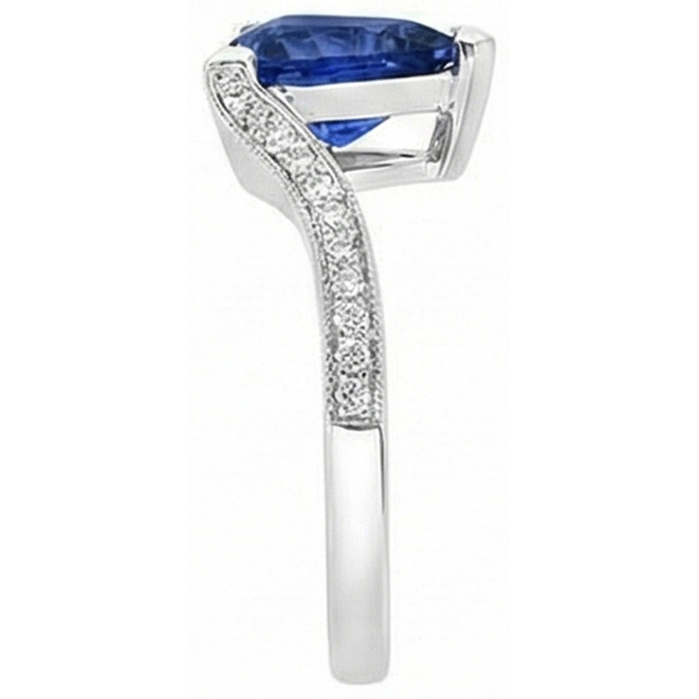 natural round sapphire 2.50ct ring profile view
