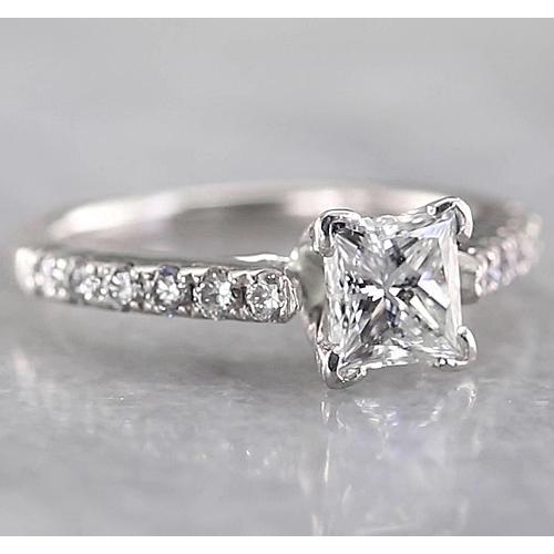 Women Princess Diamond Engagement Ring 1.50 Carats White Gold 14K