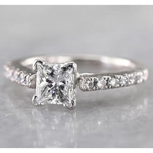 Women Princess Diamond Engagement Ring 1.50 Carats White Gold 14K
