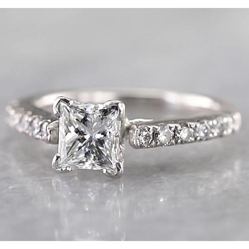 Women Princess Diamond Engagement Ring 1.50 Carats White Gold 14K