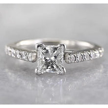 Women Princess Genuine Natural Earth Mined Diamond Engagement Ring 1.50 Carats White Gold 14K