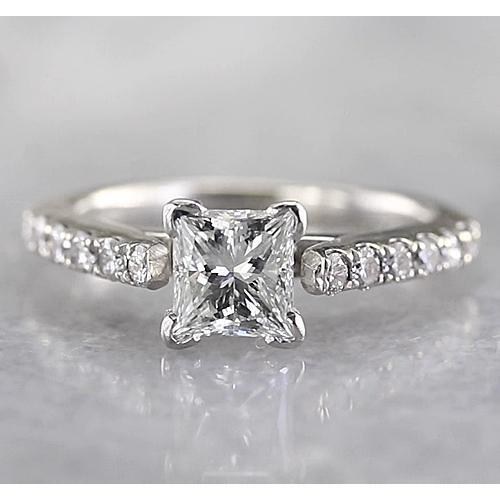 Women Princess Genuine Diamond Engagement Ring 1.50 Carats White Gold 14K