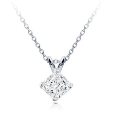 Women Radiant Cut Solitaire Real Diamond Pendant White Gold Jewelry 1.5 Ct