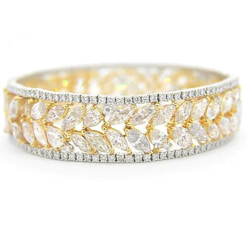 Women Real Diamond Bracelet 40.50 Carats Two Tone Gold 14K Prong Jewelry