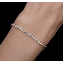 Women Real Diamond Bracelet 5 Carats Bezel Set Yellow Gold New
