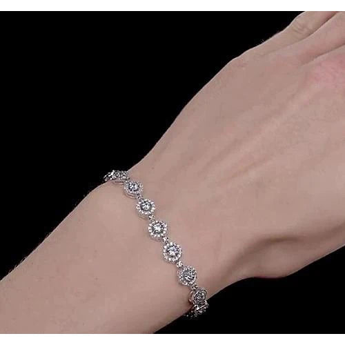 Women Real Diamond Bracelet 7 Carats Prong Set Jewelry New