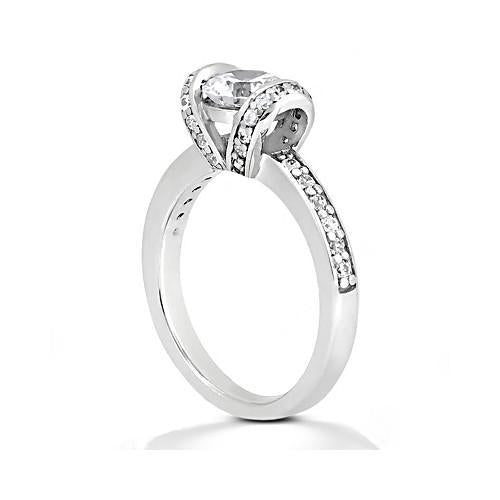 Women Real Diamond Engagement Ring White Gold 18K 1.41 Ct. New2
