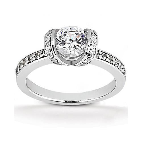 Women Real Diamond Engagement Ring White Gold 18K 1.41 Ct. New