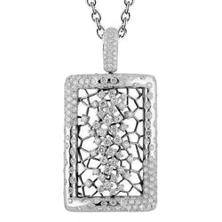 Women Real Natural Earth Mined Diamond Pendant 4.09 Carats White Gold 14K