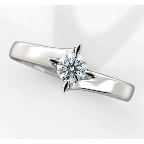 Women Real Diamond Solitaire Ring 1 Carat Twisted Shank White Gold 14K