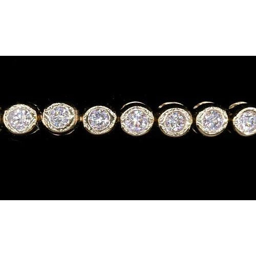 Women Real Diamond Tennis Bracelet 5.50 Carats Round Yellow Gold 14K New