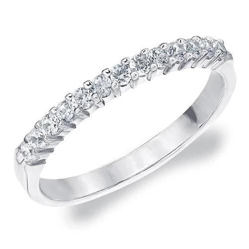 Women Real Diamond Wedding Anniversary Band 0.90 Carats White Gold 14K