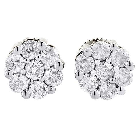 Women Round Genuine Diamond Stud Halo Earring 3.5 Carats White Gold Jewelry