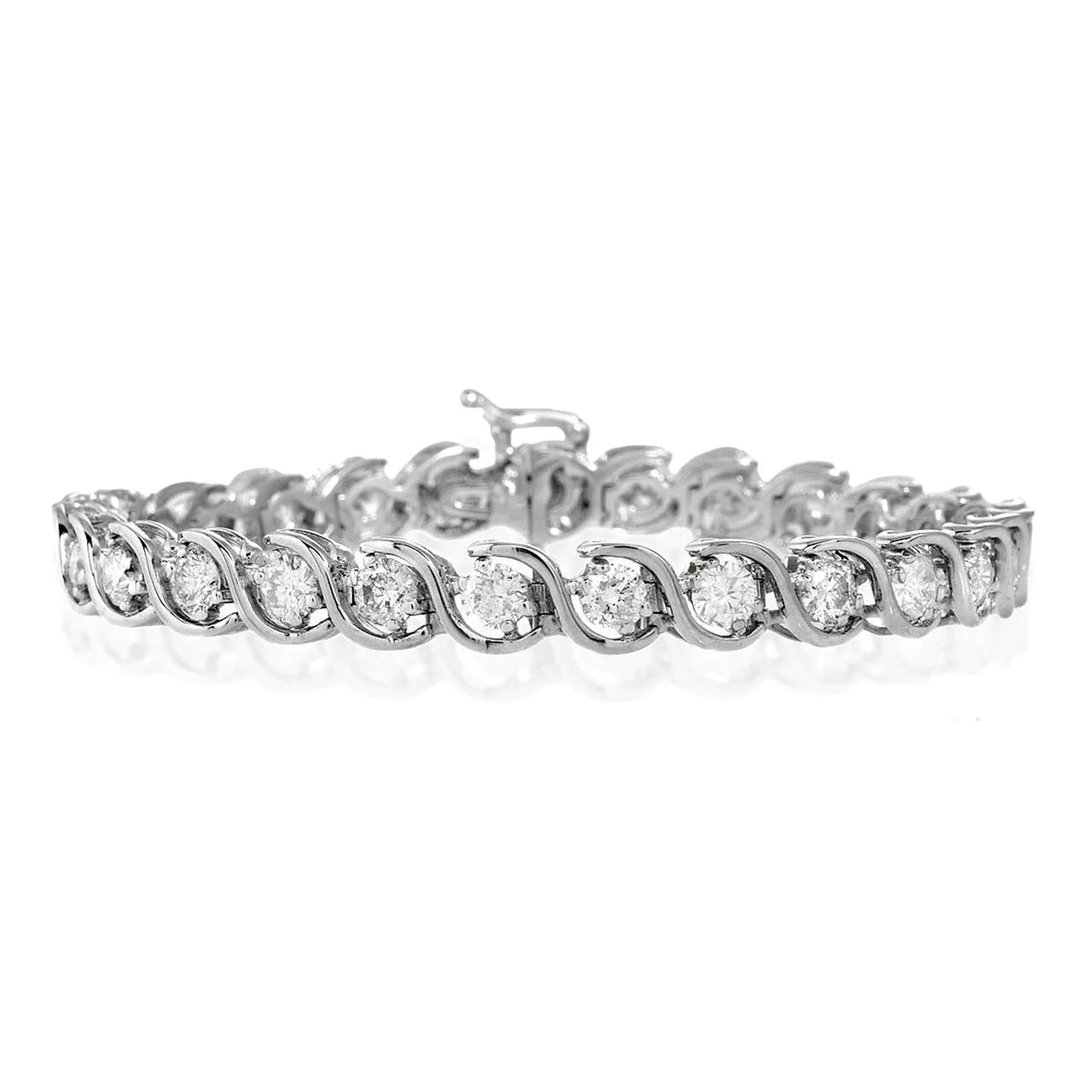 Women Round Genuine Diamond Tennis Bracelet White Gold 6.25 Carats