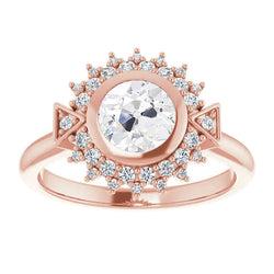 Women Round Halo Ring Natural Old Miner Diamonds 4 Carat Jewelry