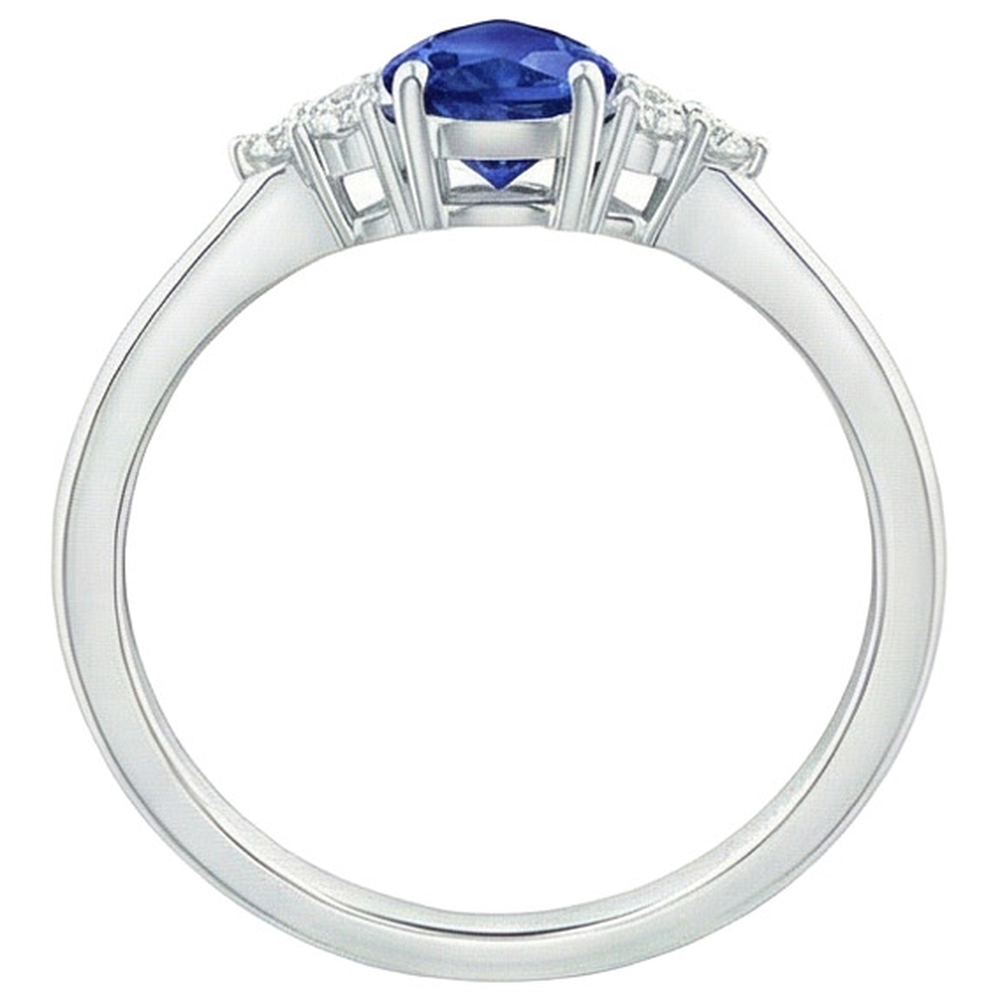 natural round sapphire 3.25ct ring on white background