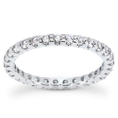 Women Round Real Diamond Eternity Wedding Band 0.90 Carats
