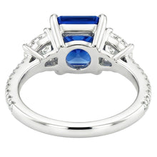 Women Sapphire Ring Half Moon Round Accents 3 Stone Style 3.50 Carats
