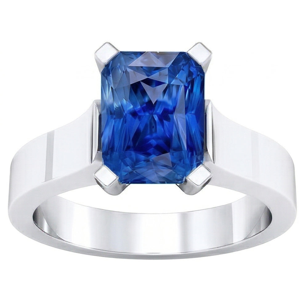 natural radiant sapphire 1.50ct ring top view