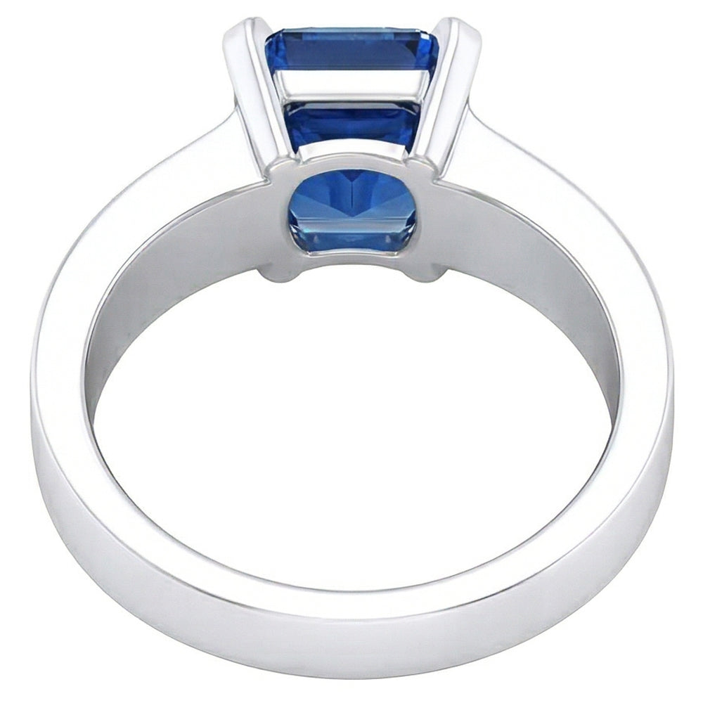 natural radiant sapphire 1.50ct ring profile view