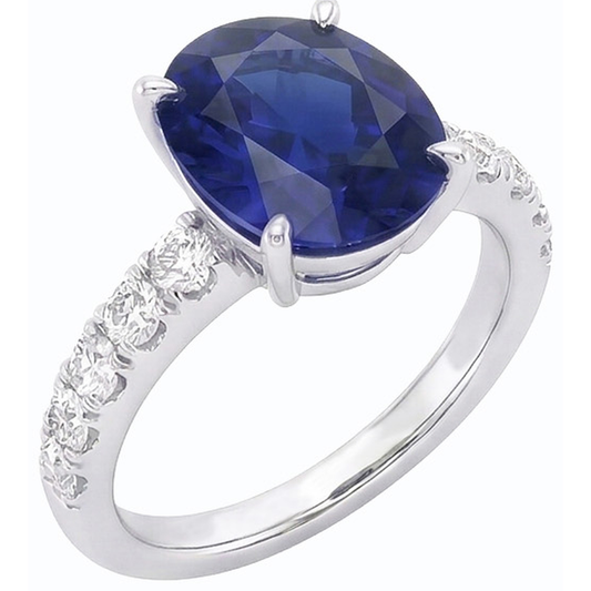 natural round sapphire 5.50ct ring side angle