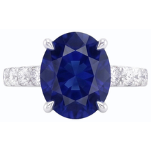 natural round sapphire 5.50ct ring top view
