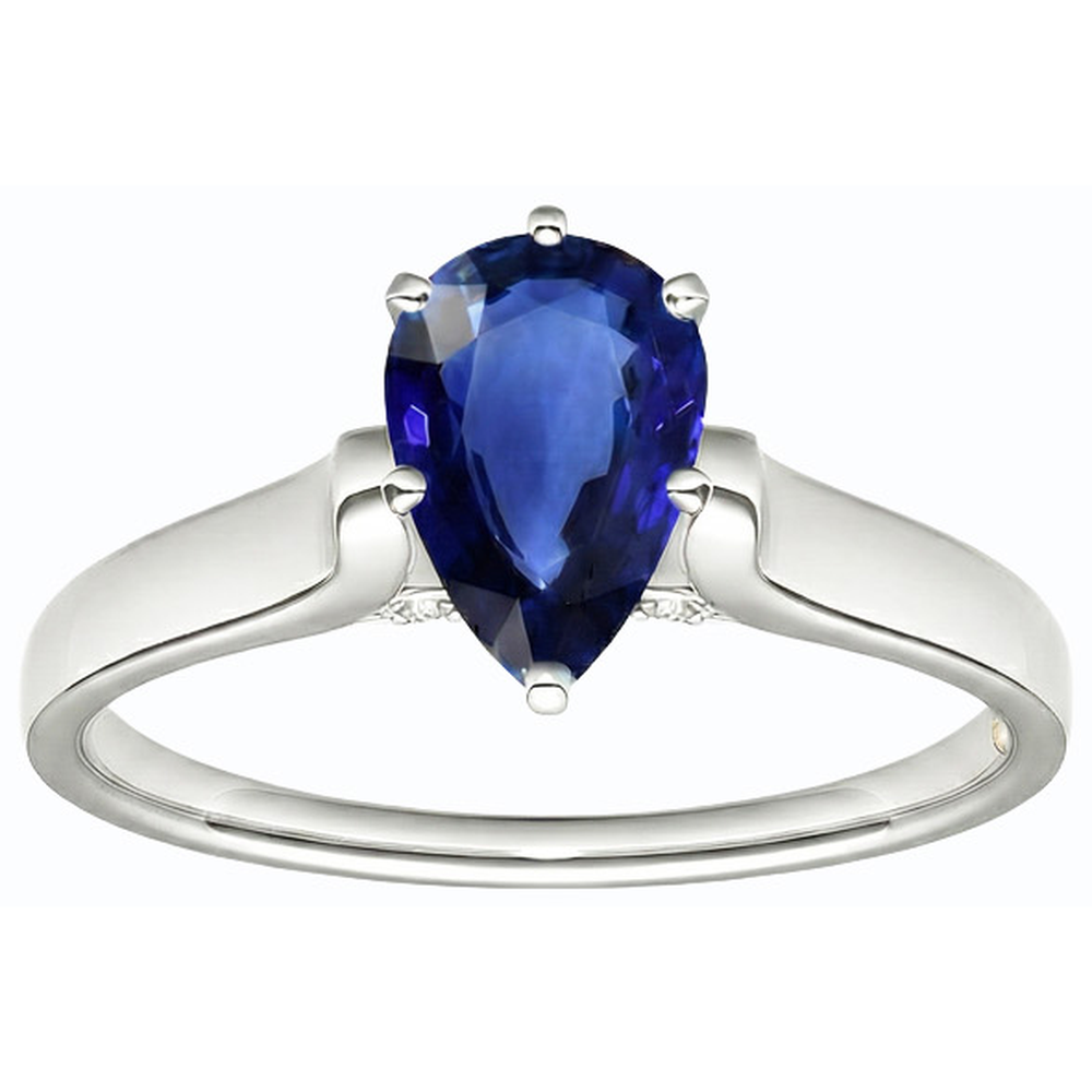 natural pear sapphire 2ct ring side angle