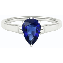 natural pear sapphire 2ct ring profile view