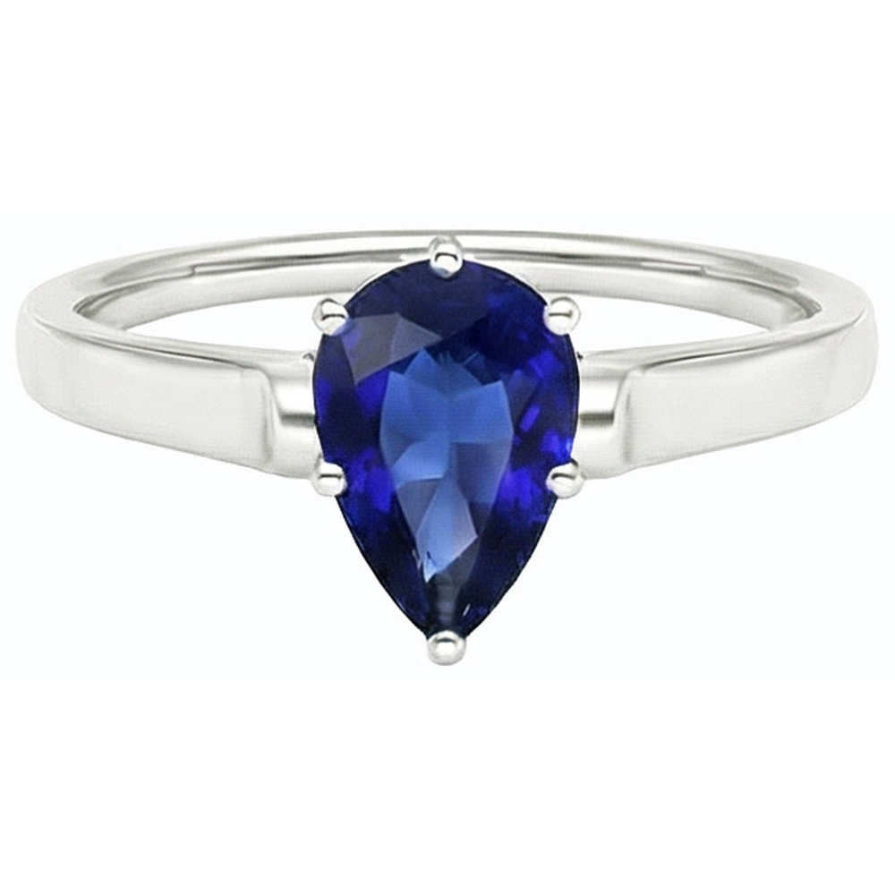 natural pear sapphire 2ct ring profile view