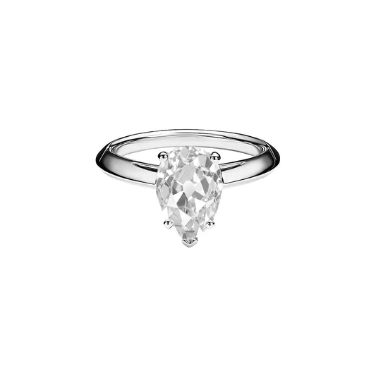 Women Solitaire Ring Pear Old Mine Cut Real Diamond 2 Carats