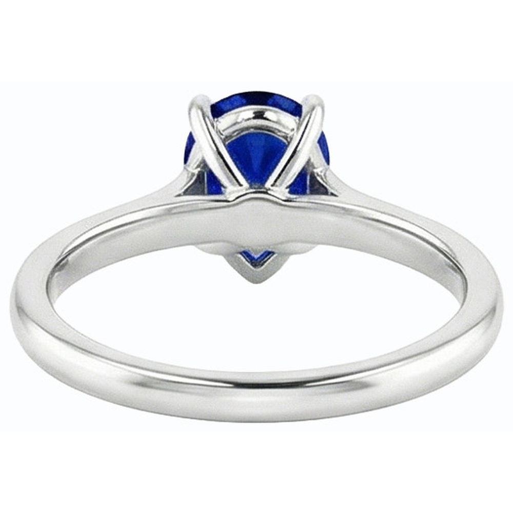 Women Solitaire Ring Pear Shaped Ceylon Sapphire 14K Gold 1 Carat