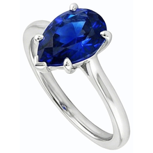 Women Solitaire Ring Pear Shaped Ceylon Sapphire 14K Gold 1 Carat
