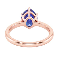 Women Solitaire Ring Rose Gold Pear Ceylon Sapphire Prong Set 4 Carats