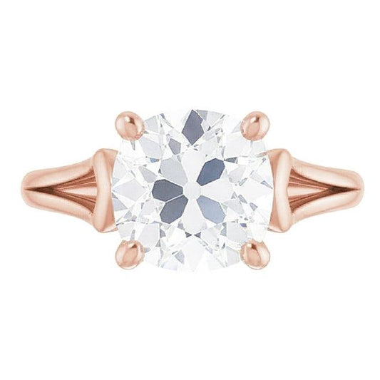natural round diamond 3.50ct ring side angle