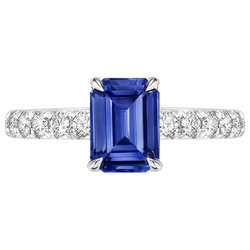 Natural Sapphire Ring 4.50ct - White Gold 14K