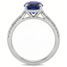 natural round sapphire 3.50ct ring with diamond accents