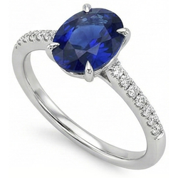 Natural Sapphire Ring 3.50ct - White Gold 14K