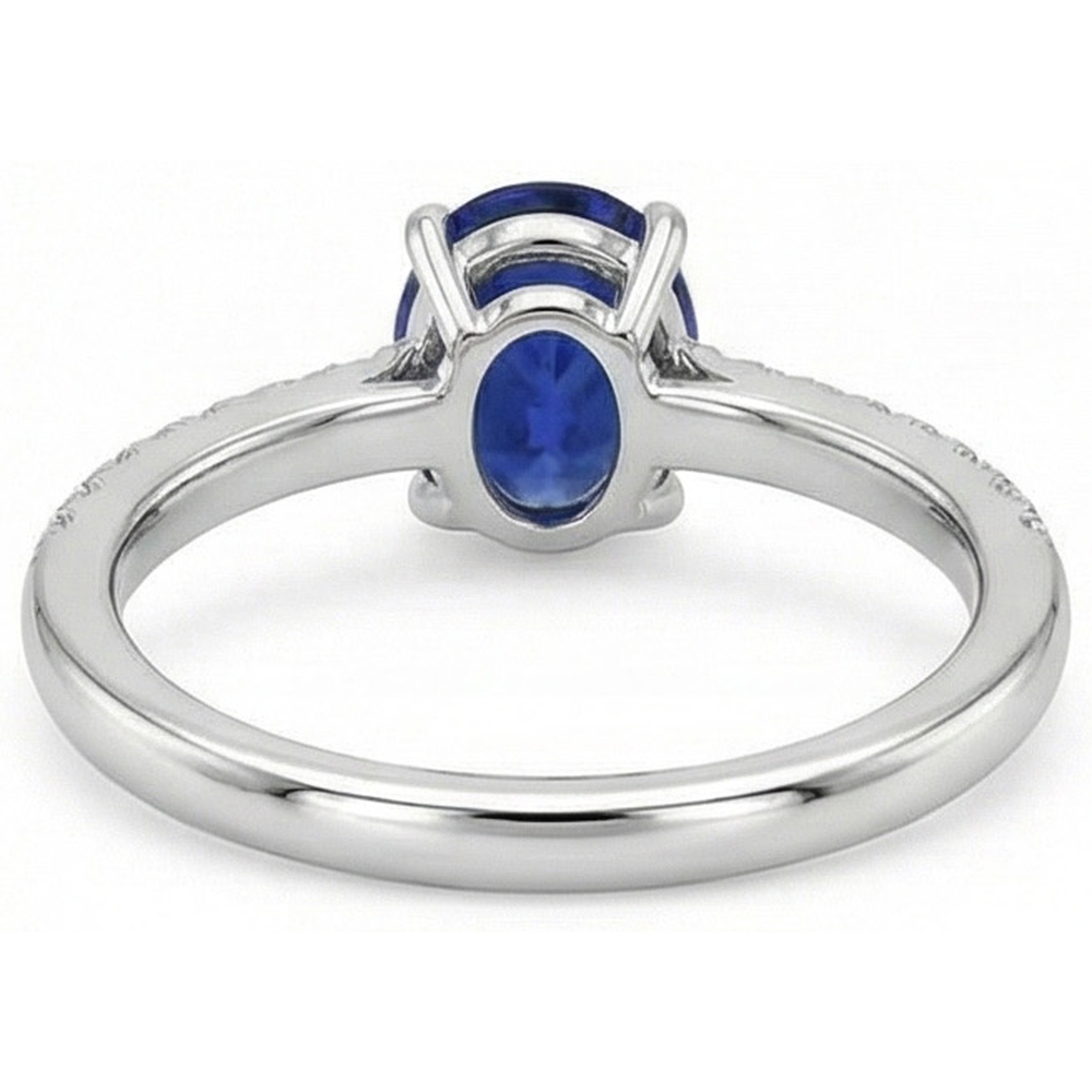natural round sapphire 3.50ct ring band detail