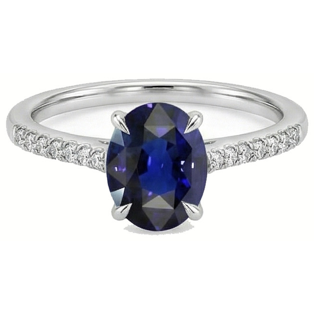 natural round sapphire 3.50ct ring profile view